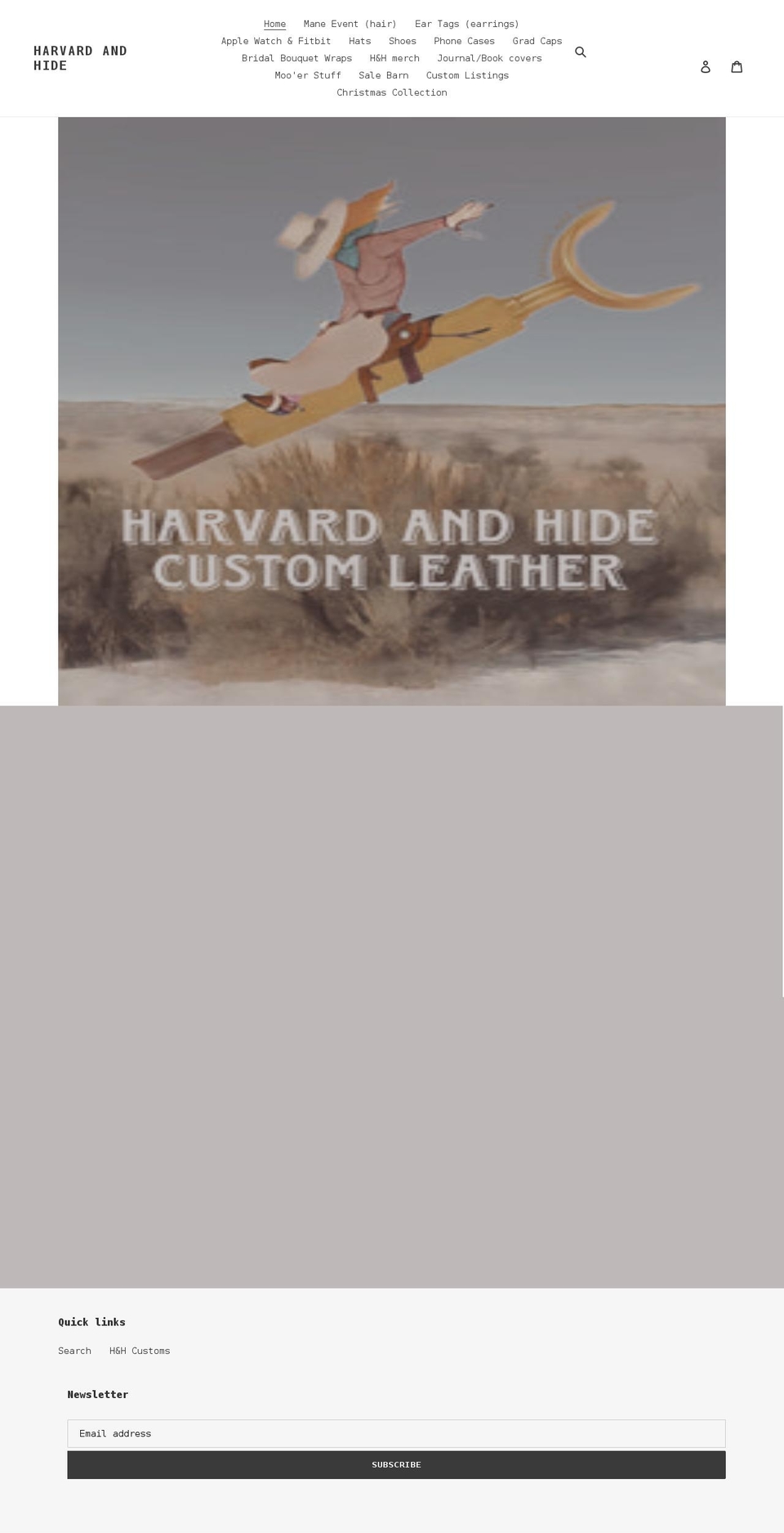 harvardandhide.com shopify website screenshot