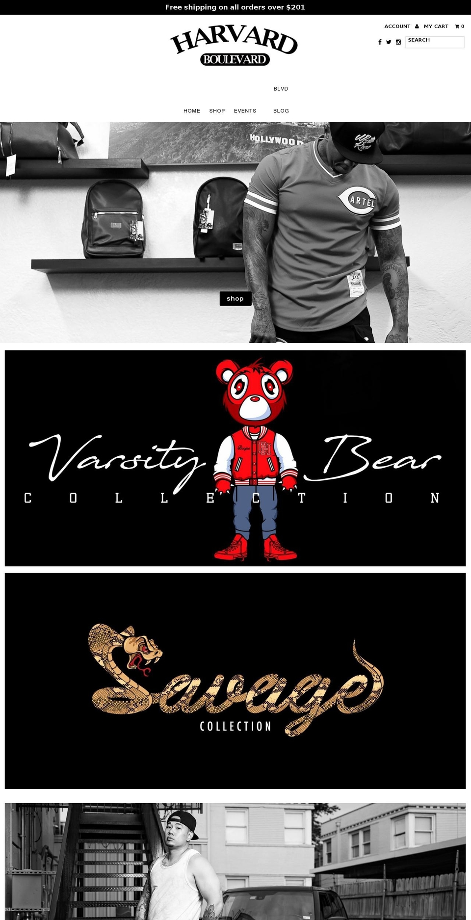 harvardblvd.com — Shopify storefront screenshot