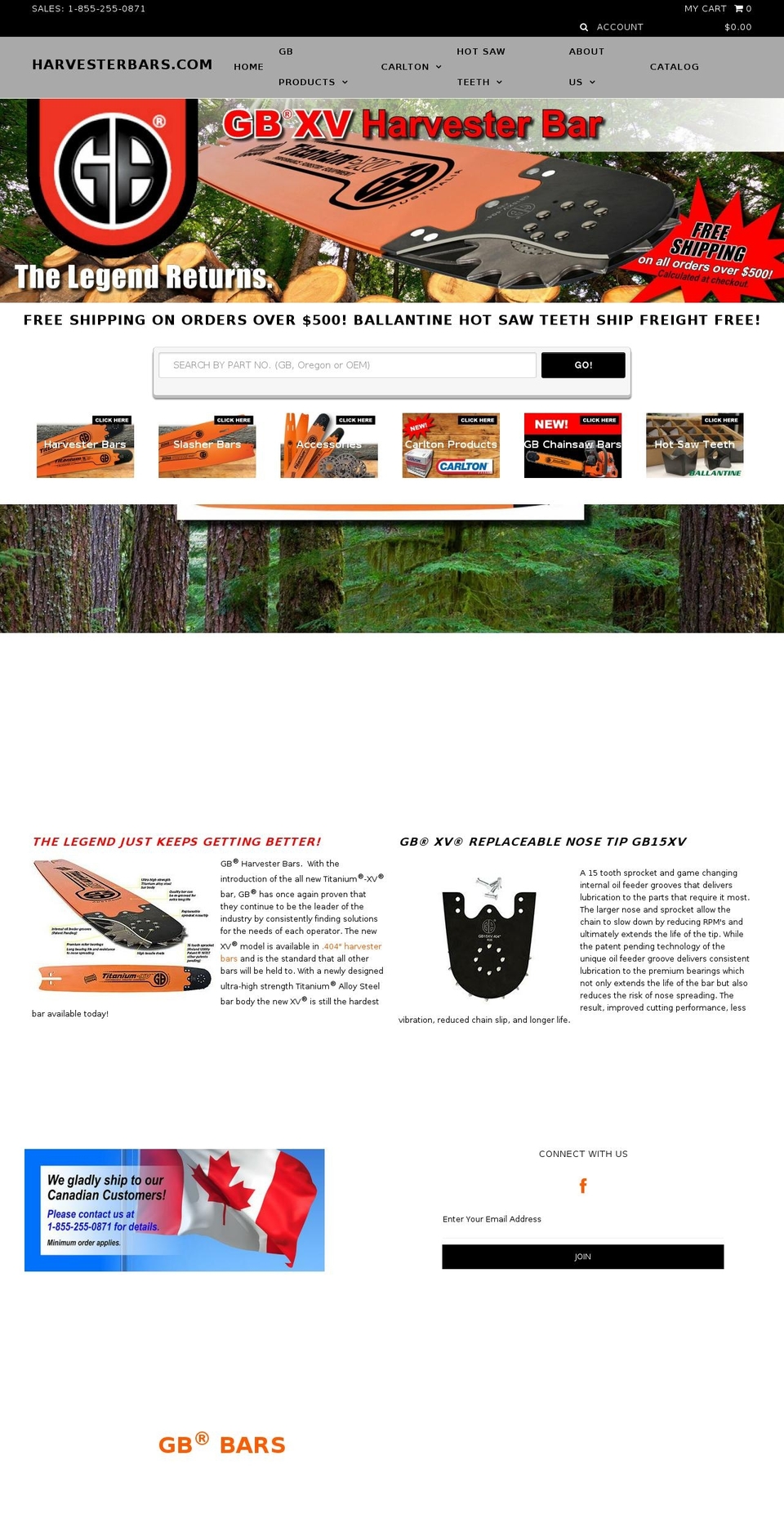 harvesterbarandchain.com — Shopify storefront screenshot