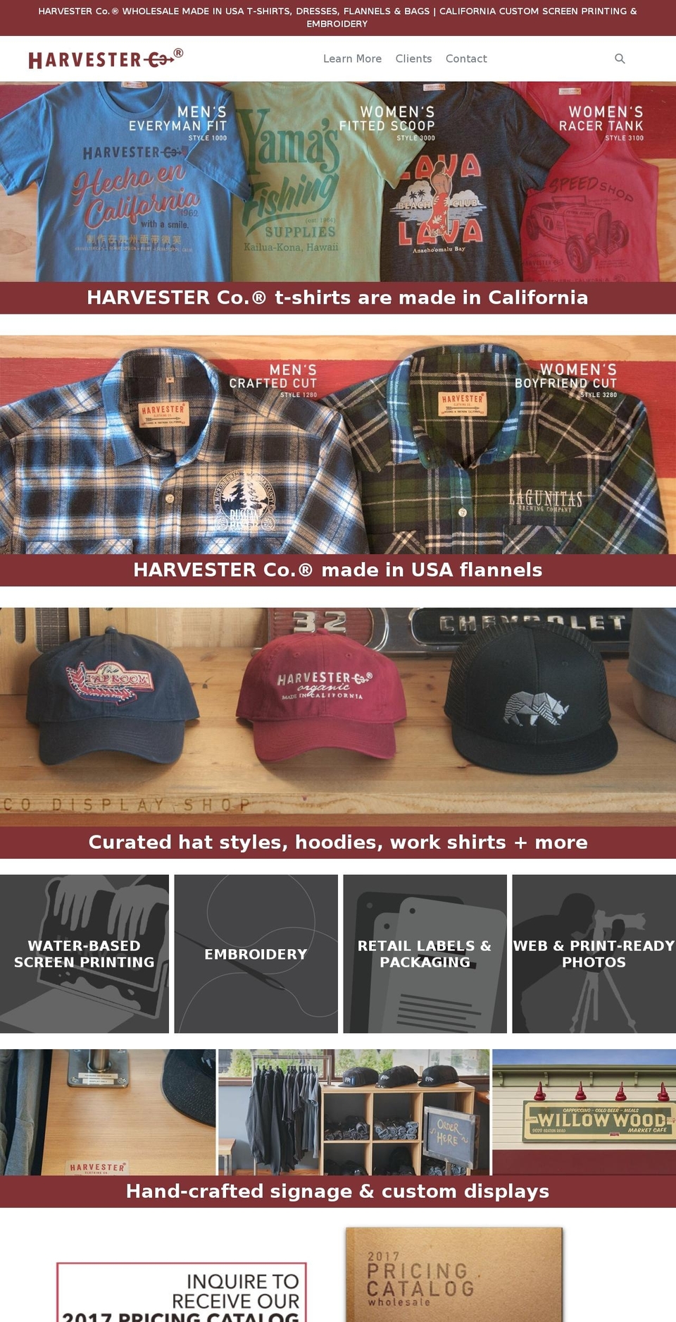 harvesterco.com shopify website screenshot