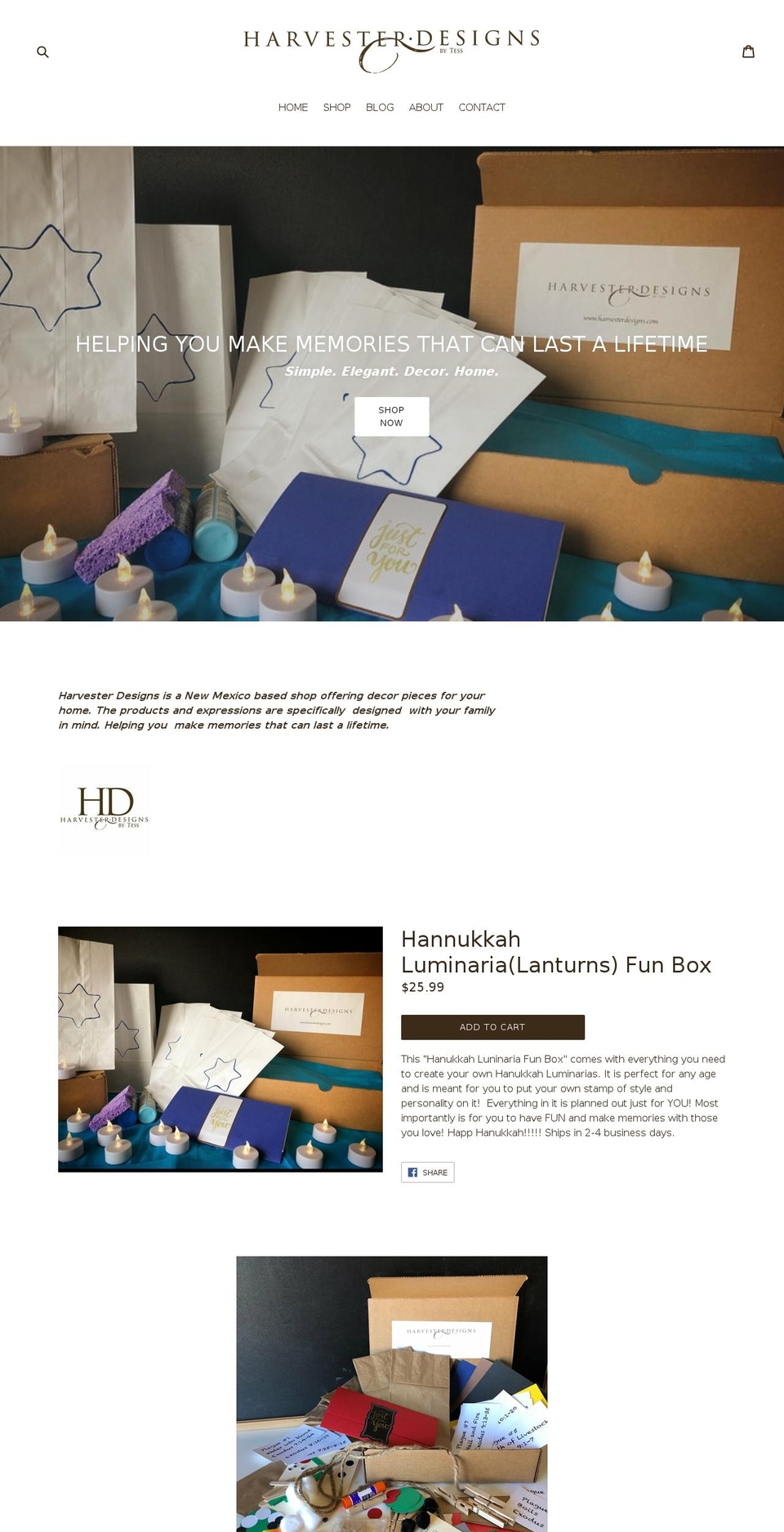 harvesterdesigns.com shopify website screenshot