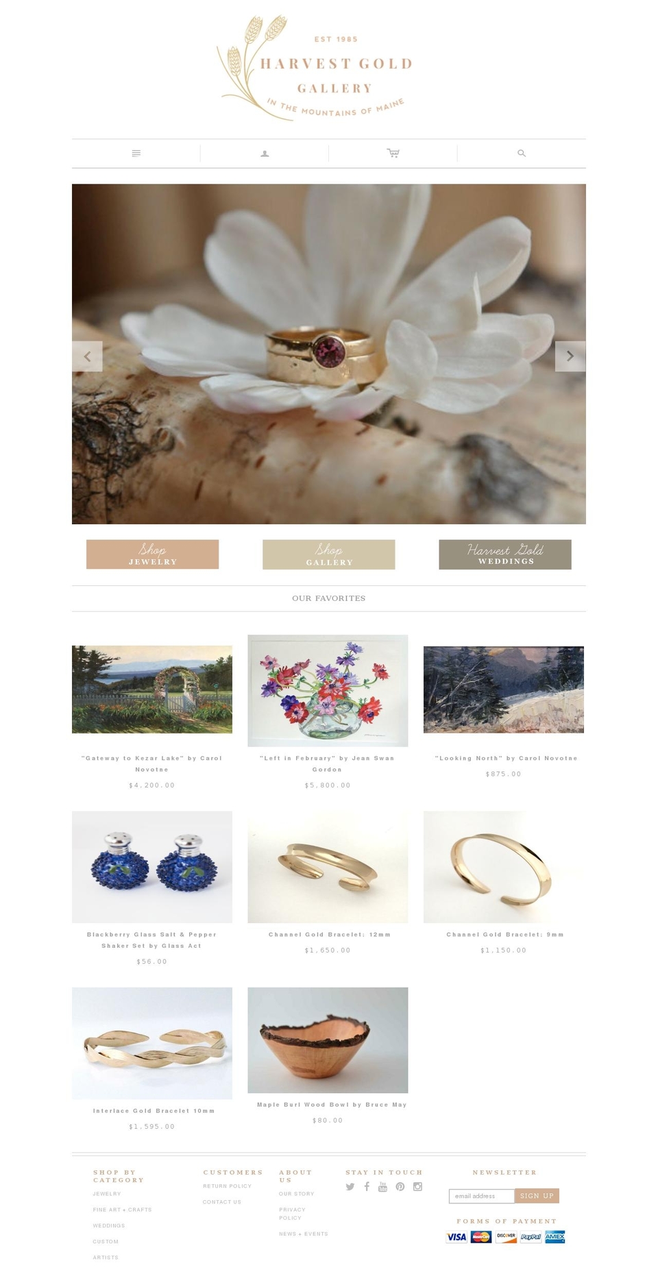 harvestgoldgallery.com shopify website screenshot