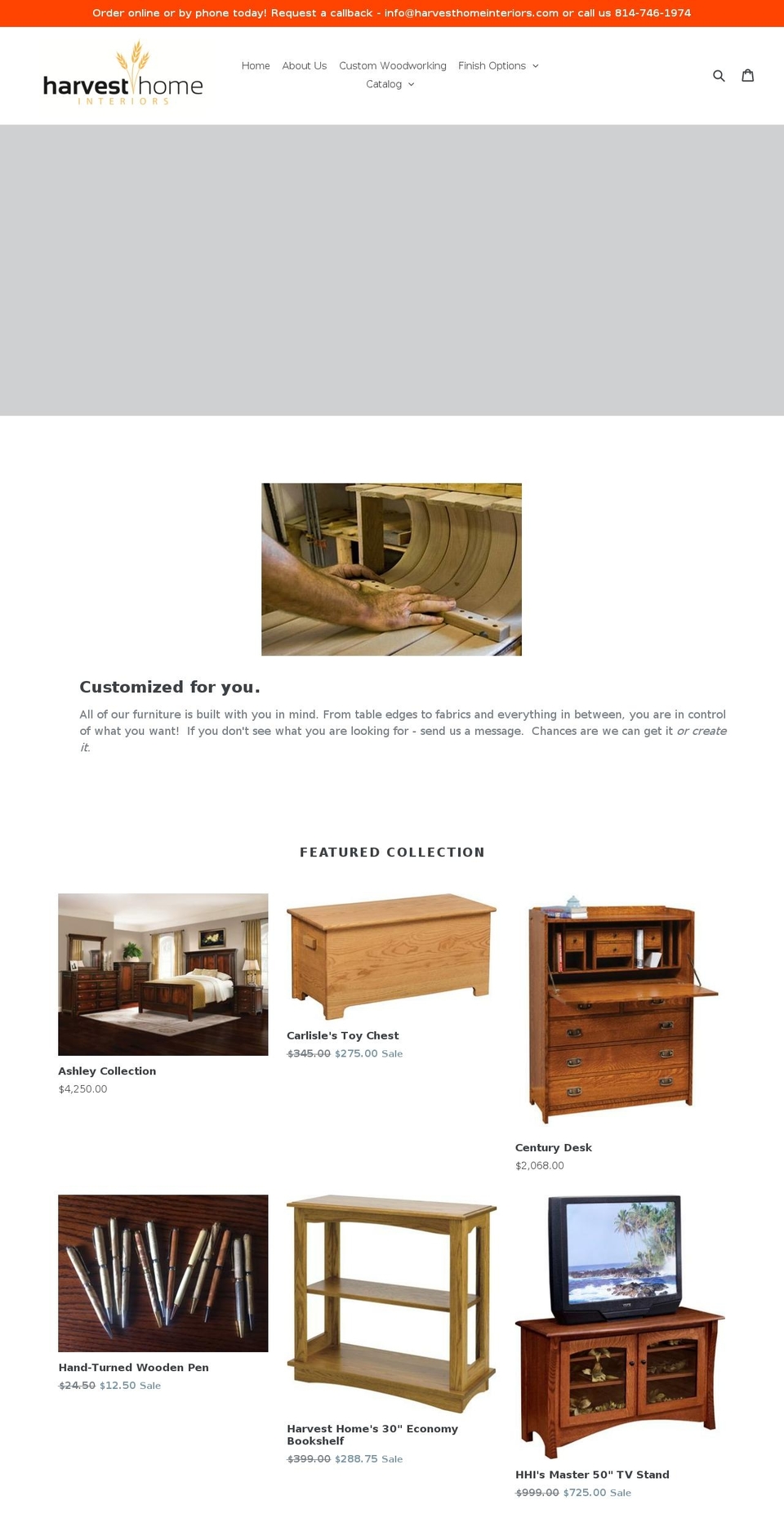 harvesthomeinteriors.com shopify website screenshot