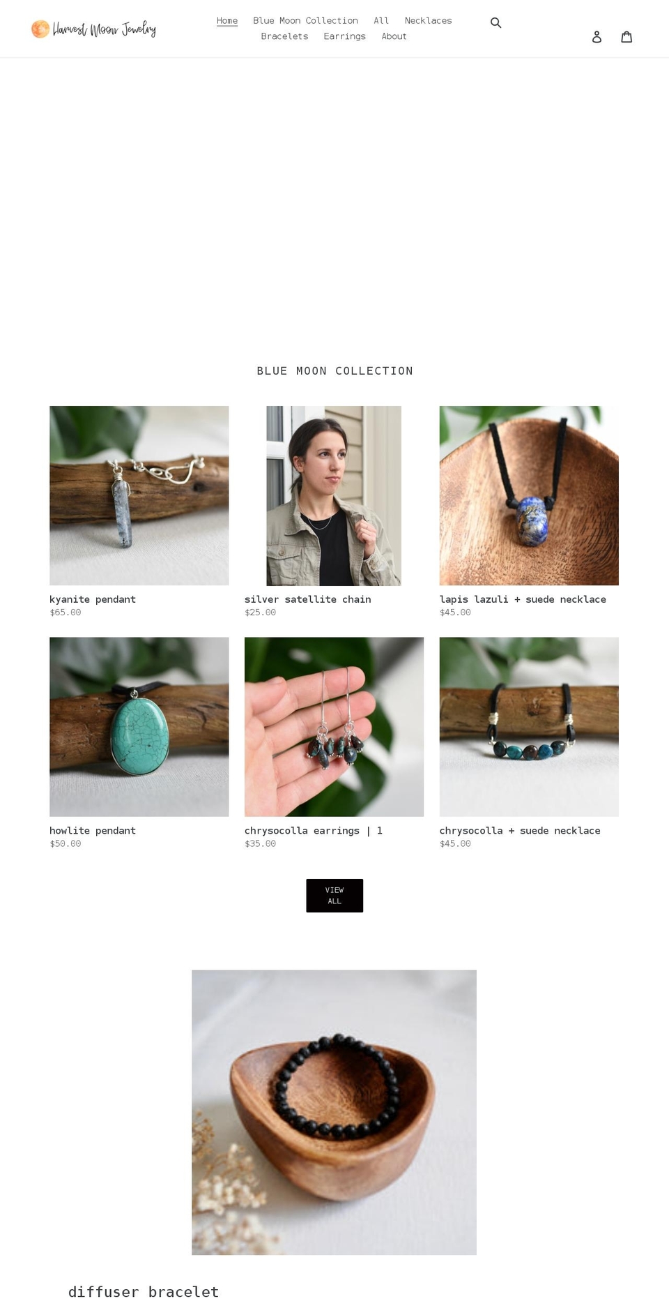 harvestmoonjewelry.com shopify website screenshot
