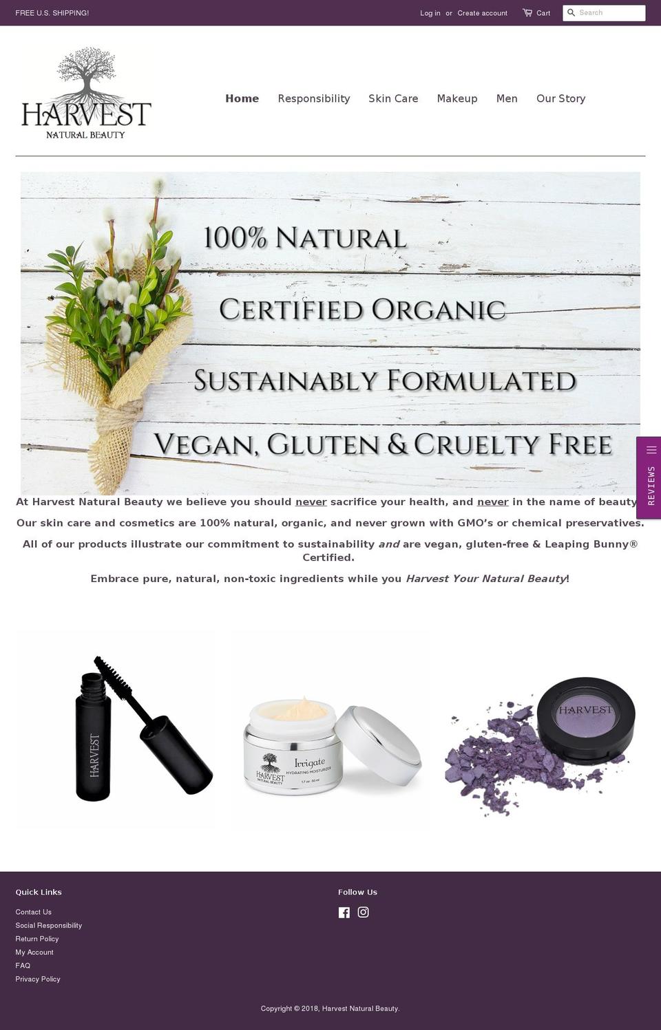 Harvest Natural Beauty Shopify theme site example harvestorganicbeauty.com