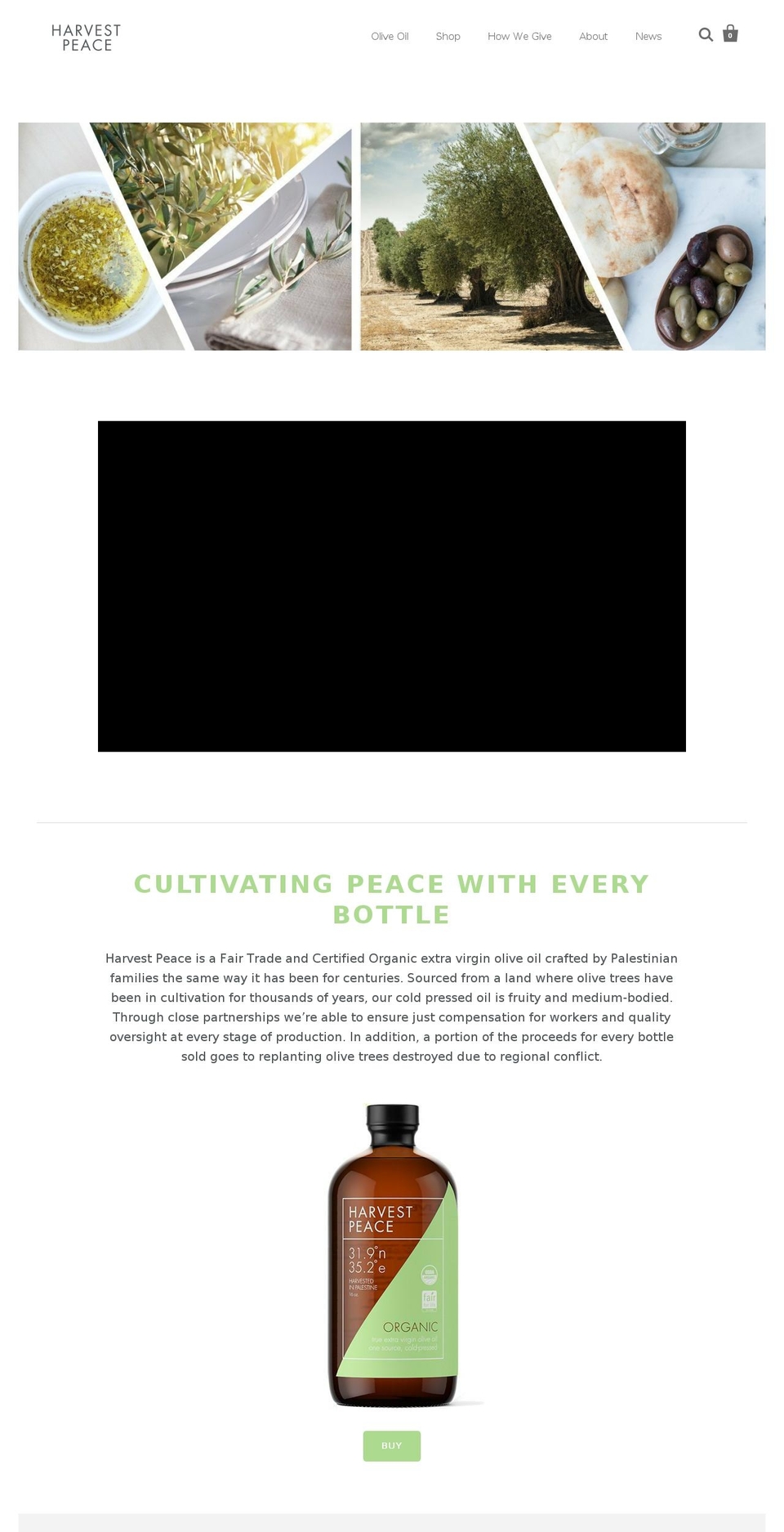 harvestpeace.com — Shopify storefront screenshot