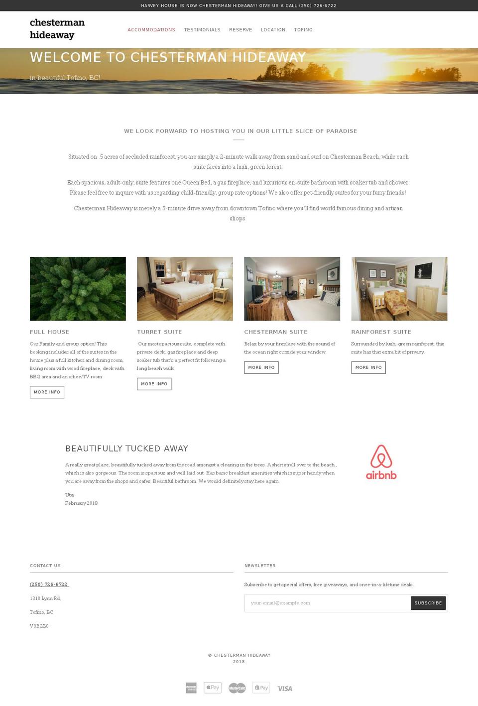 Chesterman Hideaway Custom Theme Shopify theme site example harvey-house.ca