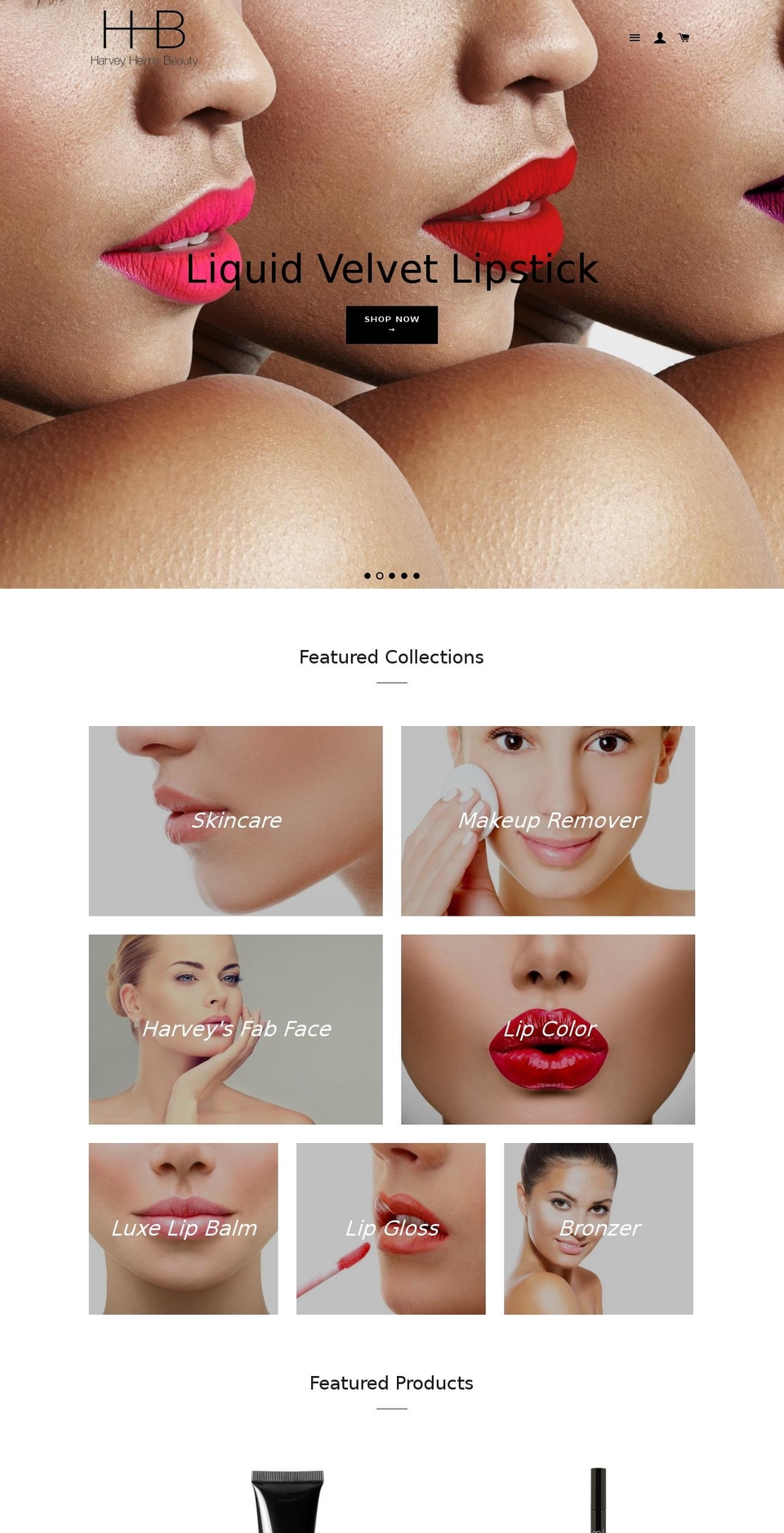 harveyhelmsbeauty.com shopify website screenshot