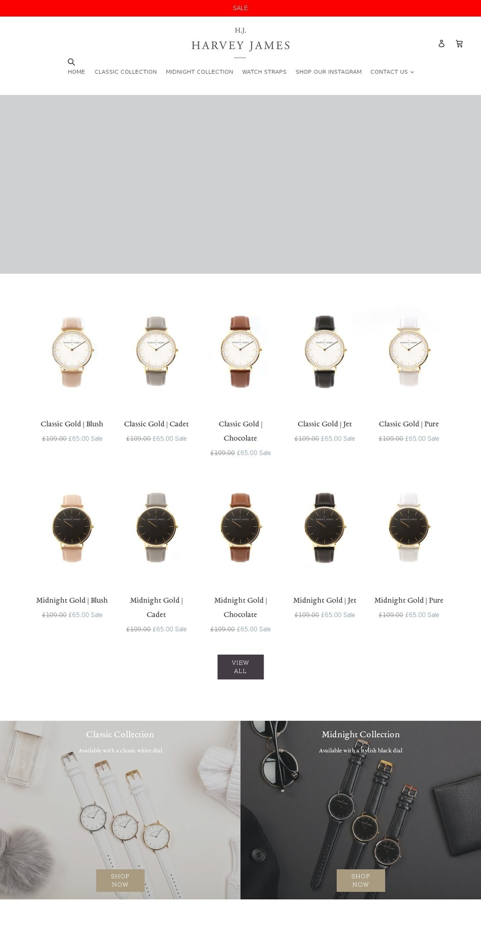 harveyjameswatches.com — Shopify storefront screenshot