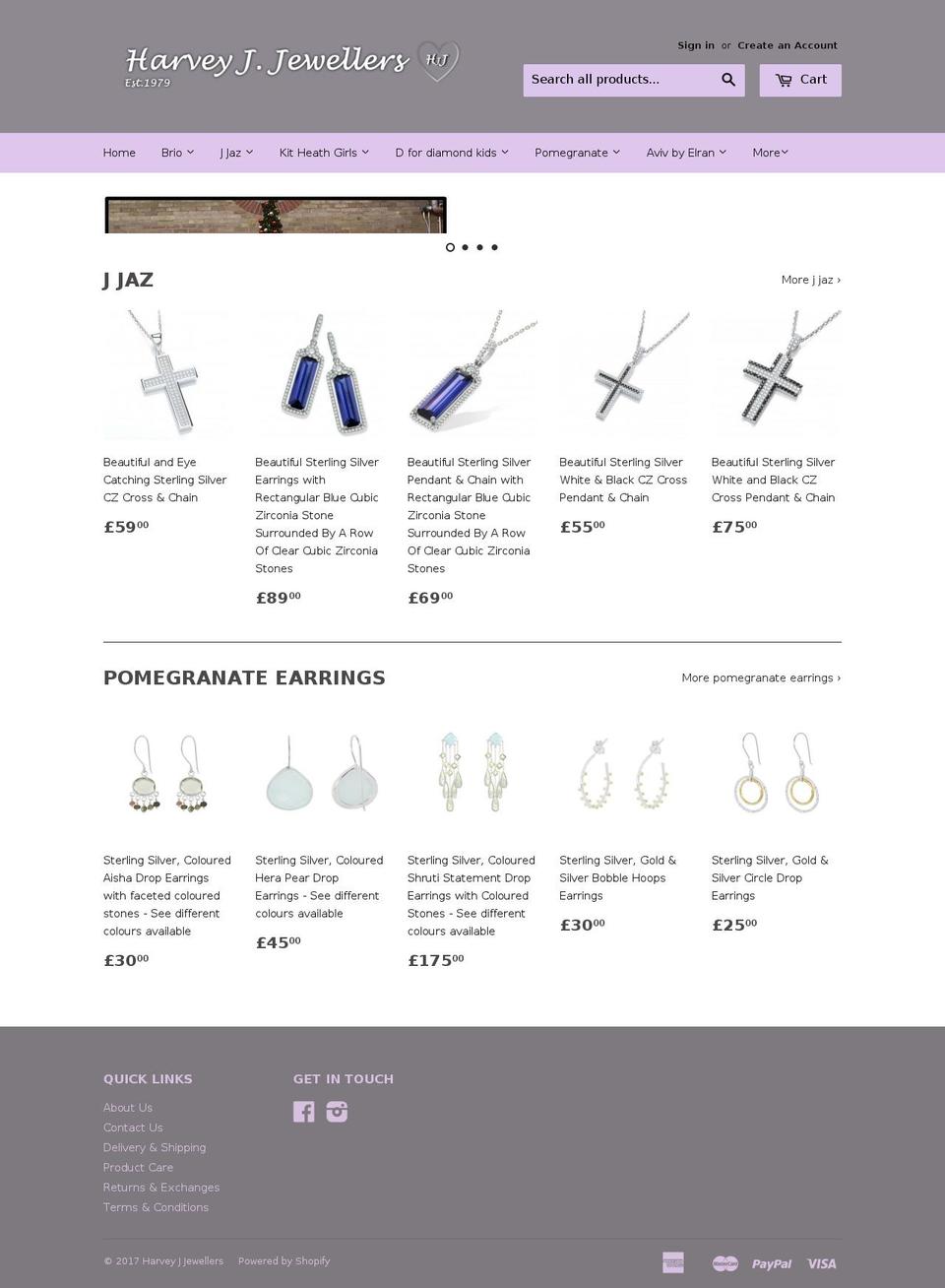 harveyjjewellers.com shopify website screenshot