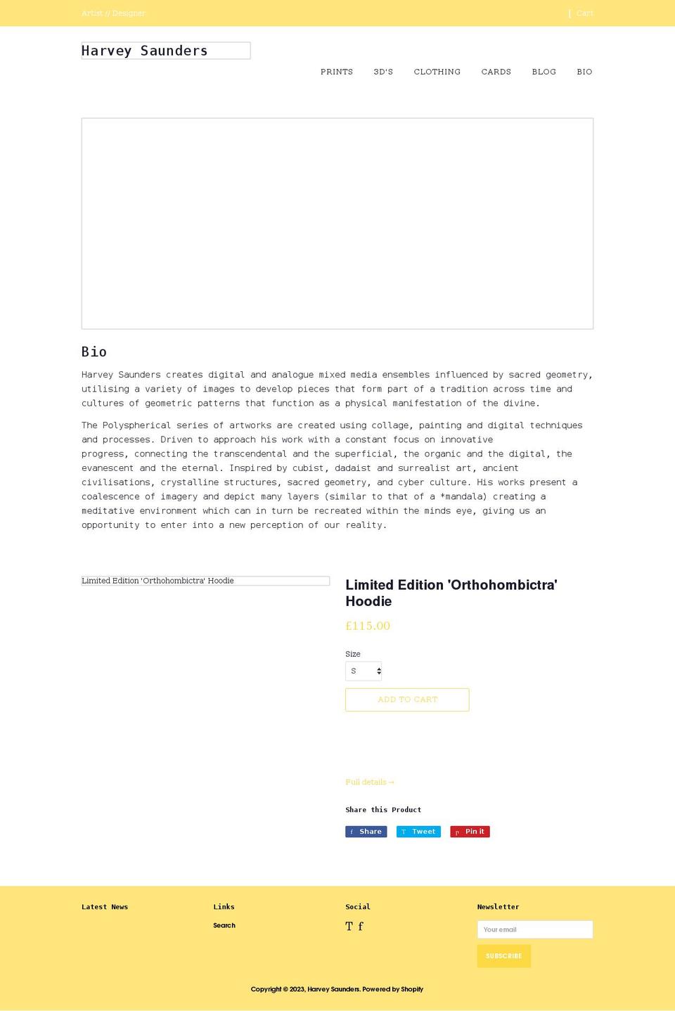 harveysaunders.com shopify website screenshot
