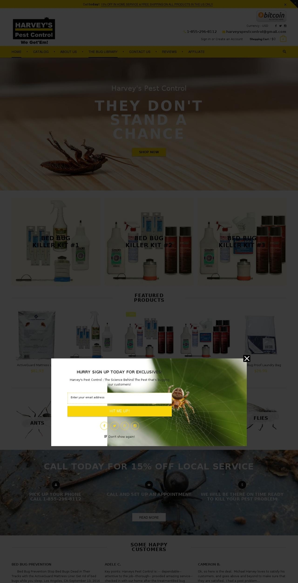 harveyspestcontrol.com — Shopify storefront screenshot