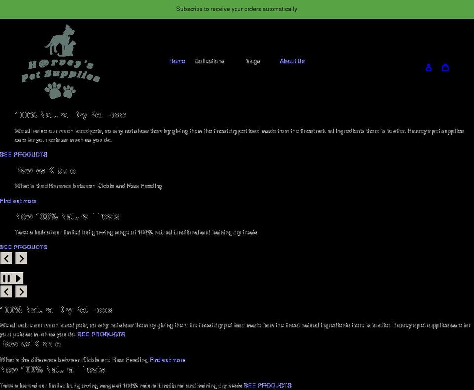 harveyspetsupplies.co.uk shopify website screenshot