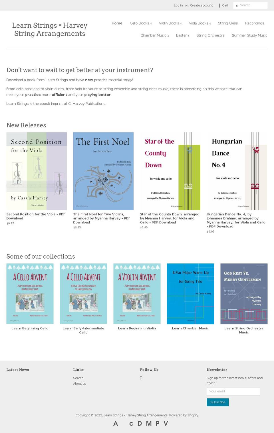 harveystringarrangements.com — Shopify storefront screenshot