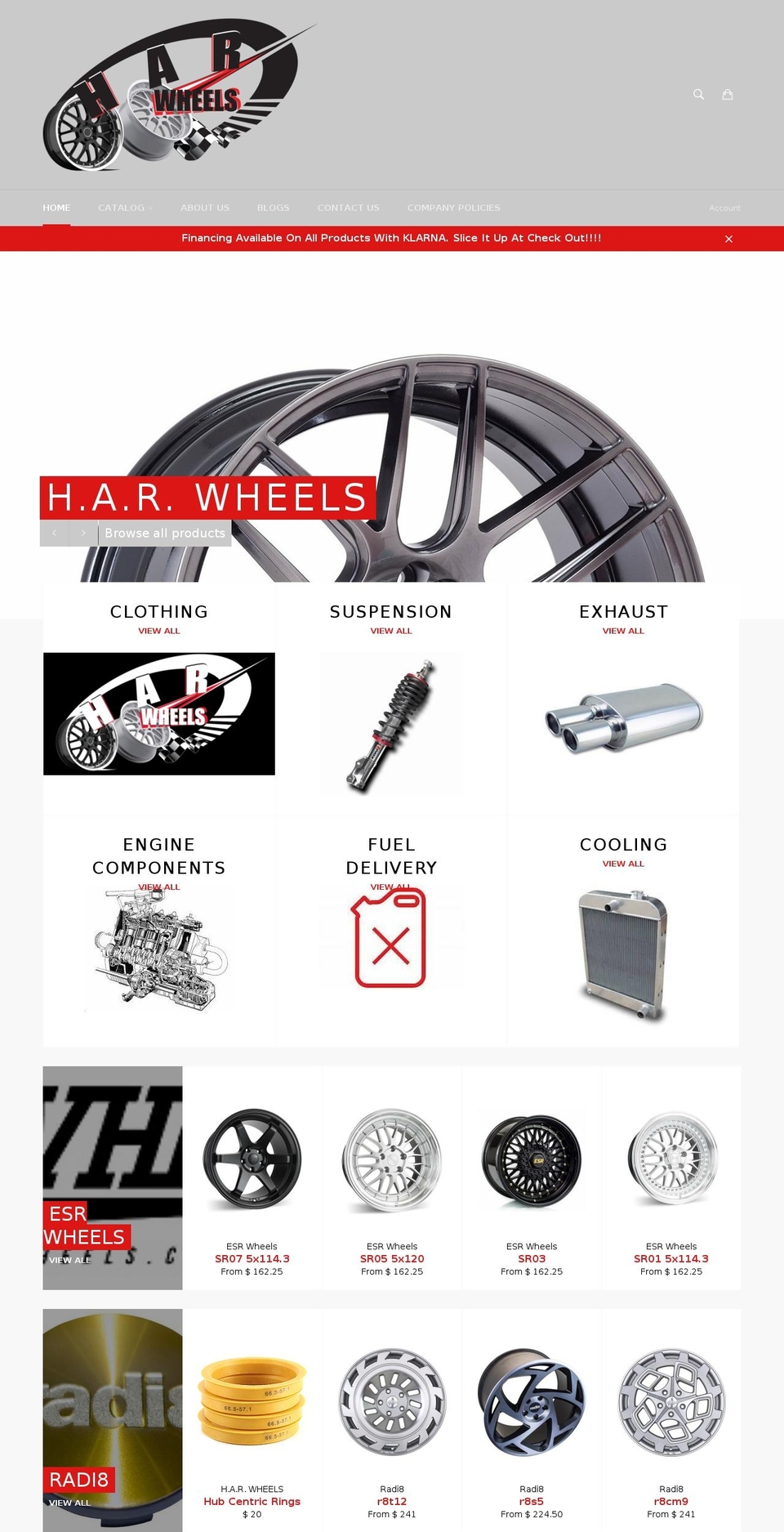 harwheels.com shopify website screenshot