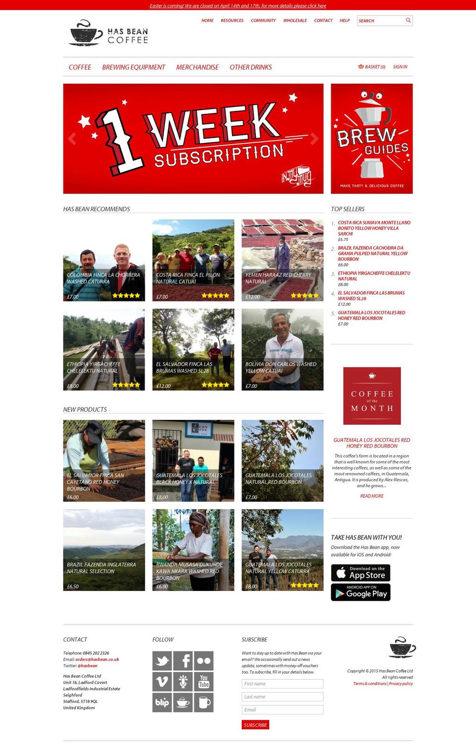 hasbean.com shopify website screenshot