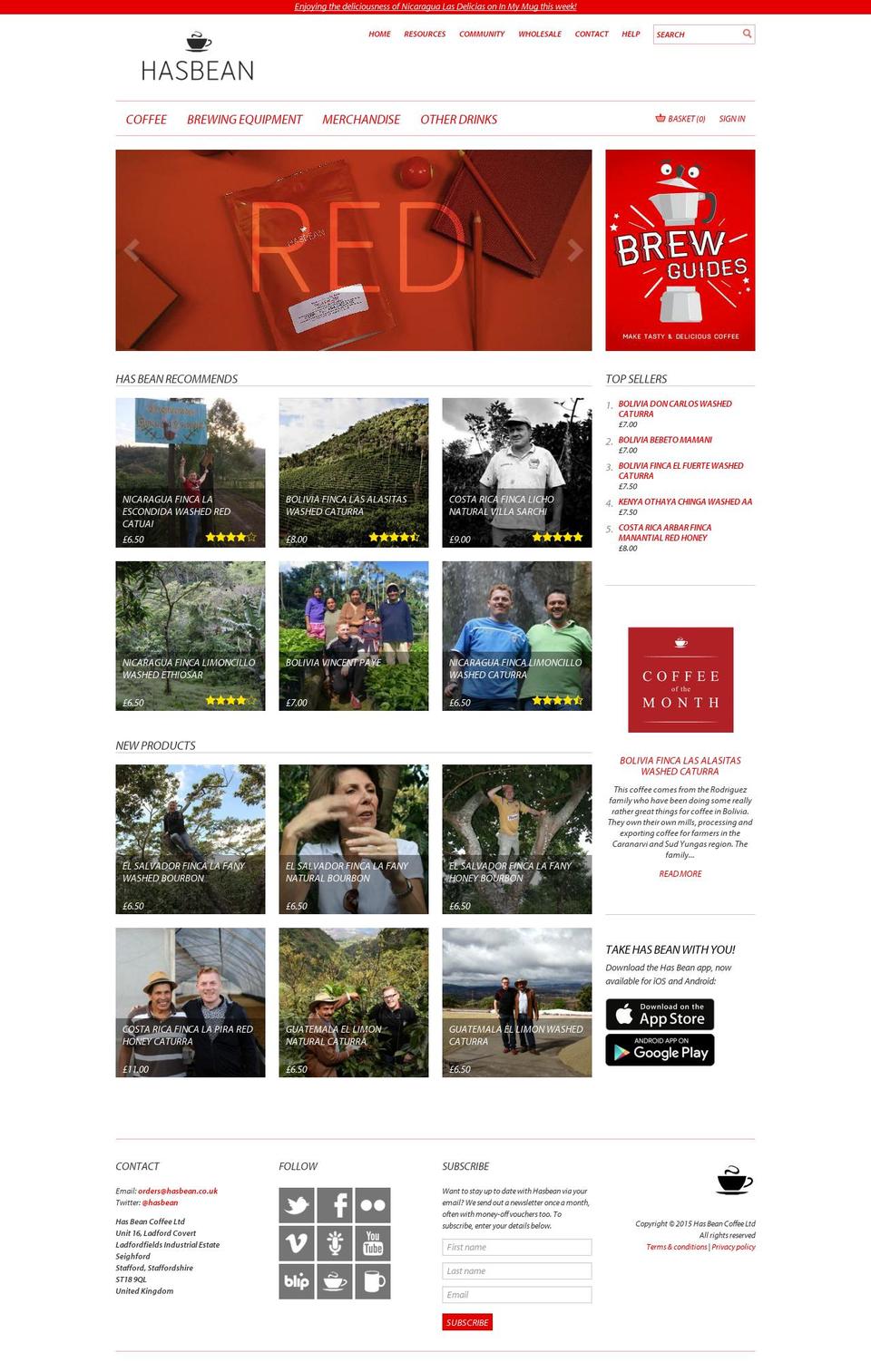 hasbean.eu shopify website screenshot