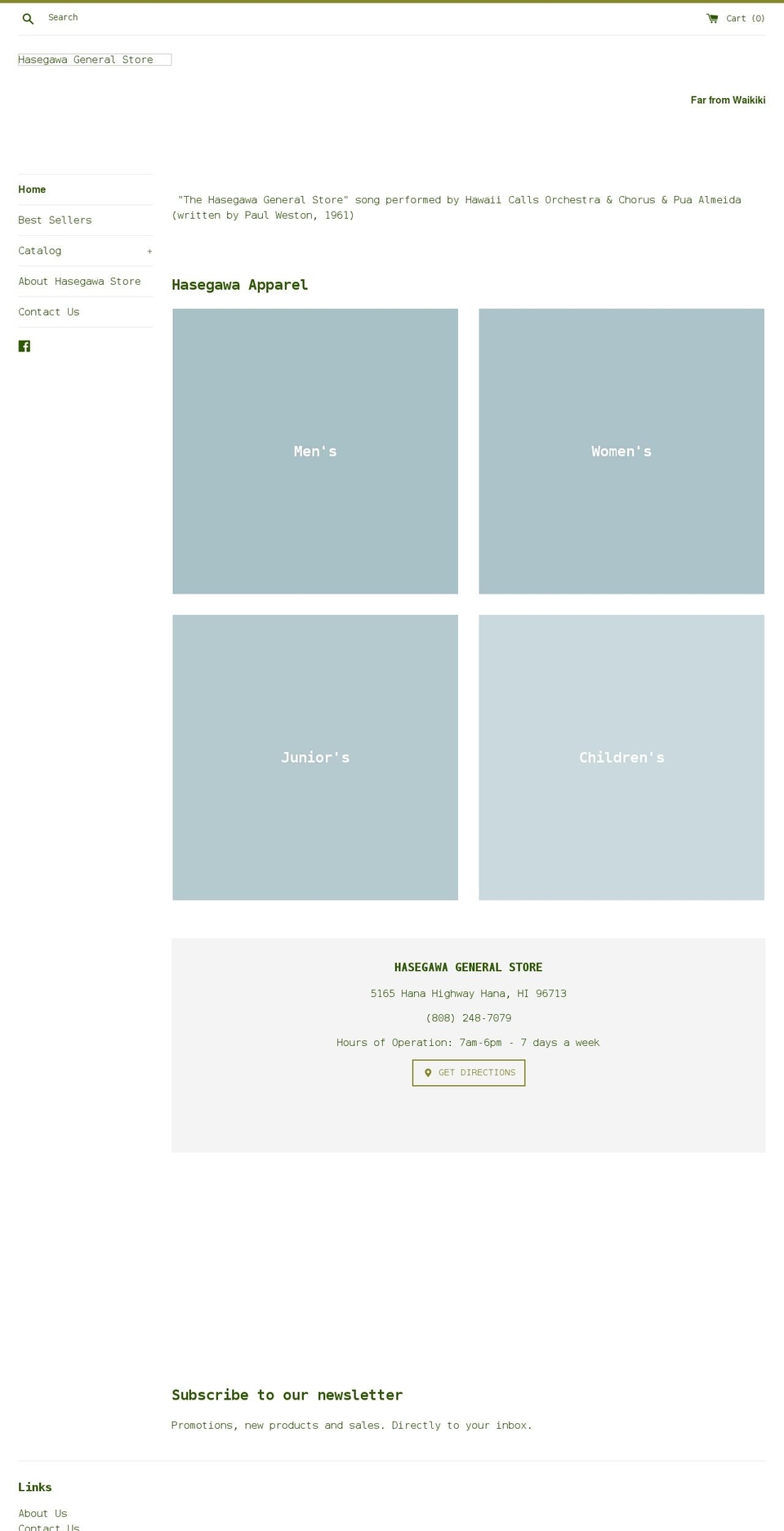 hasegawastore.com shopify website screenshot