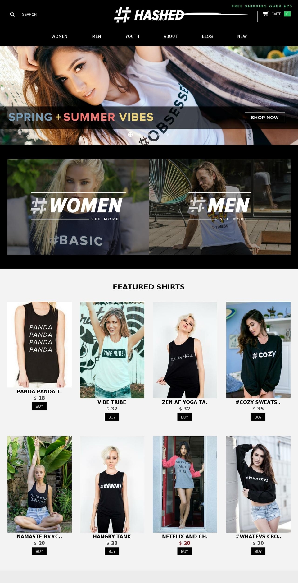 hashedapparel.com shopify website screenshot