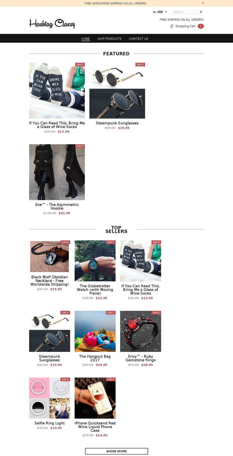hashtagclassy.com — Shopify storefront screenshot
