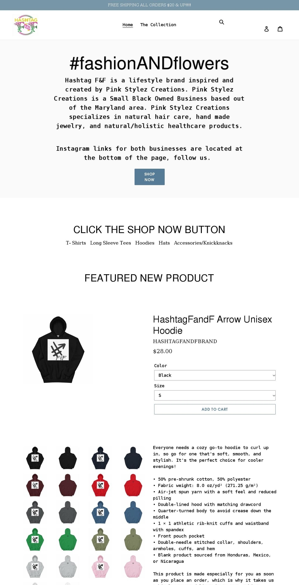 hashtagfandf.com shopify website screenshot