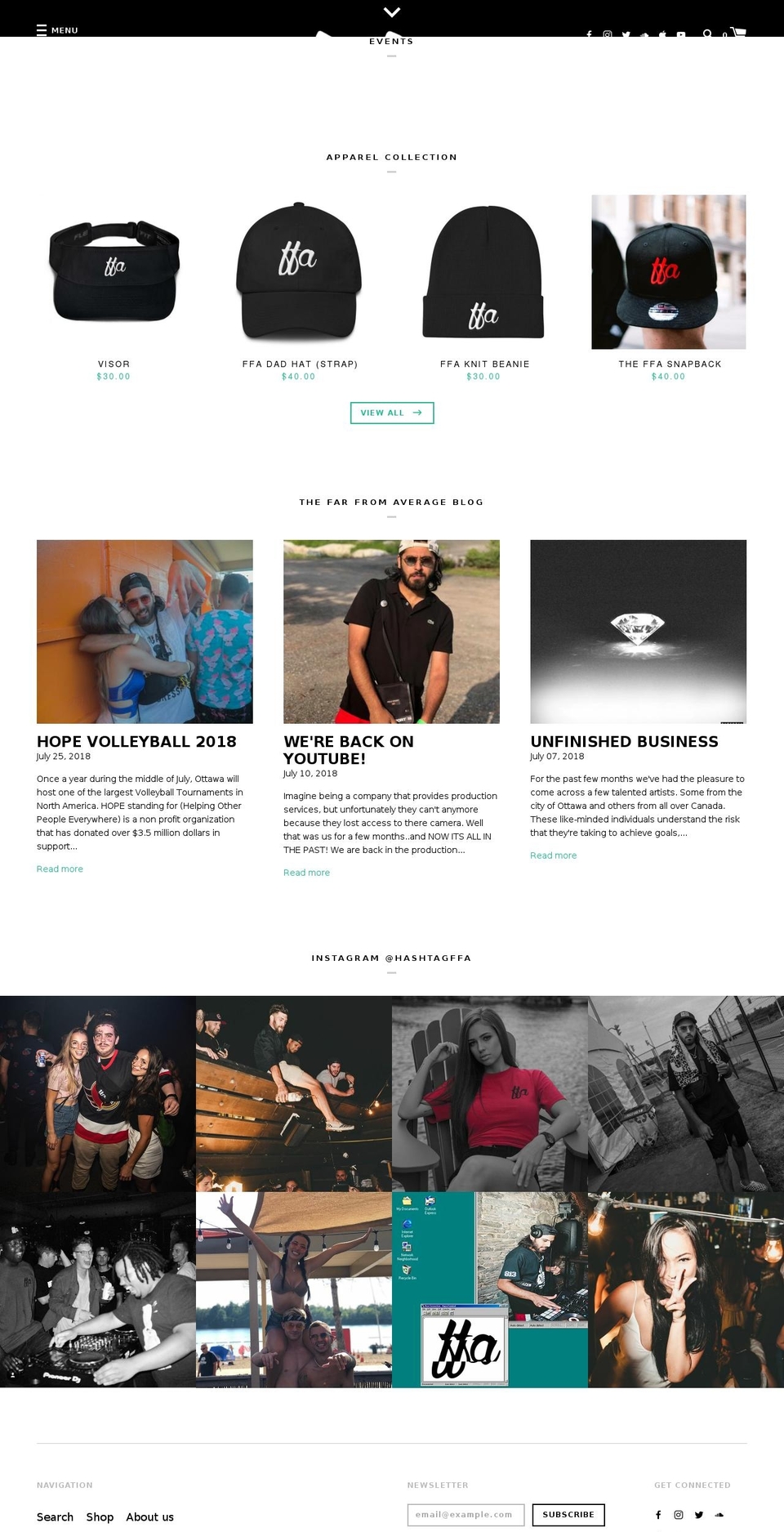 hashtagffa.ca shopify website screenshot