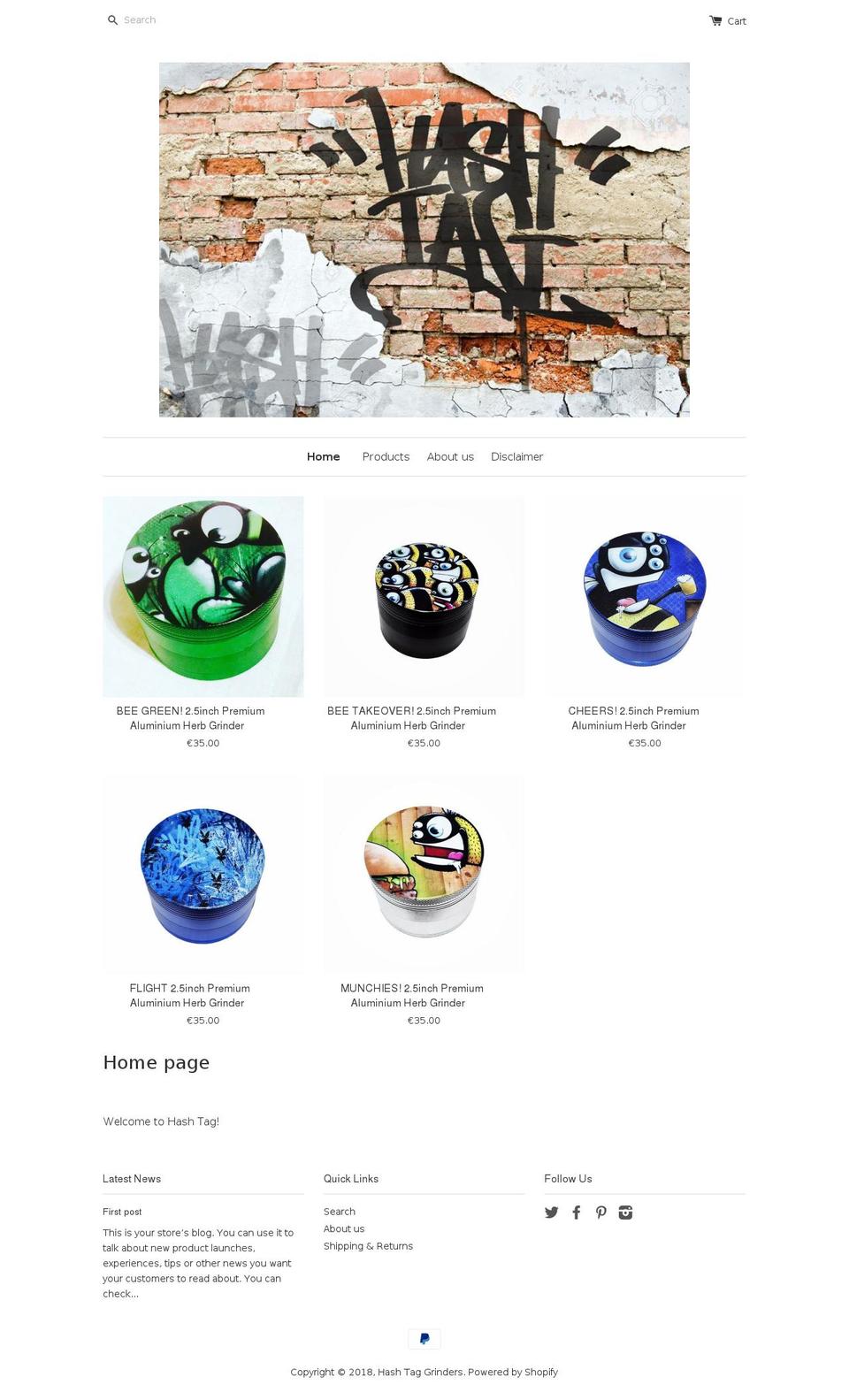 hashtaggrinders.com shopify website screenshot