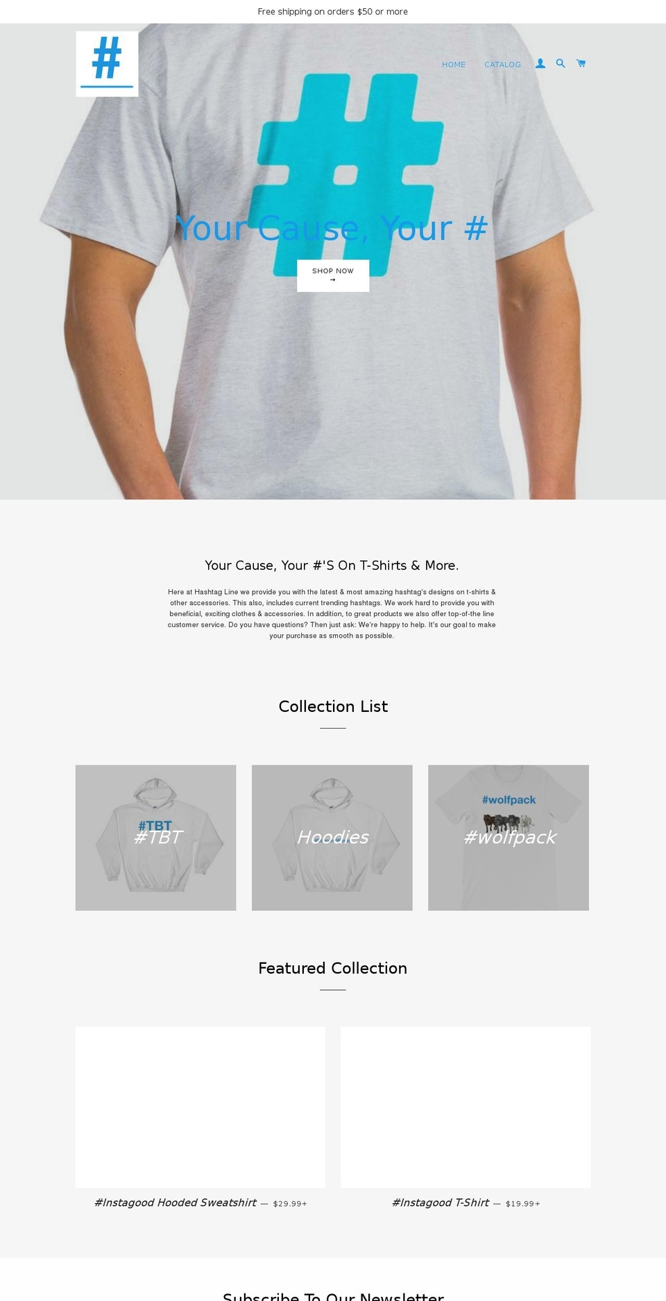 hashtagline.com — Shopify storefront screenshot
