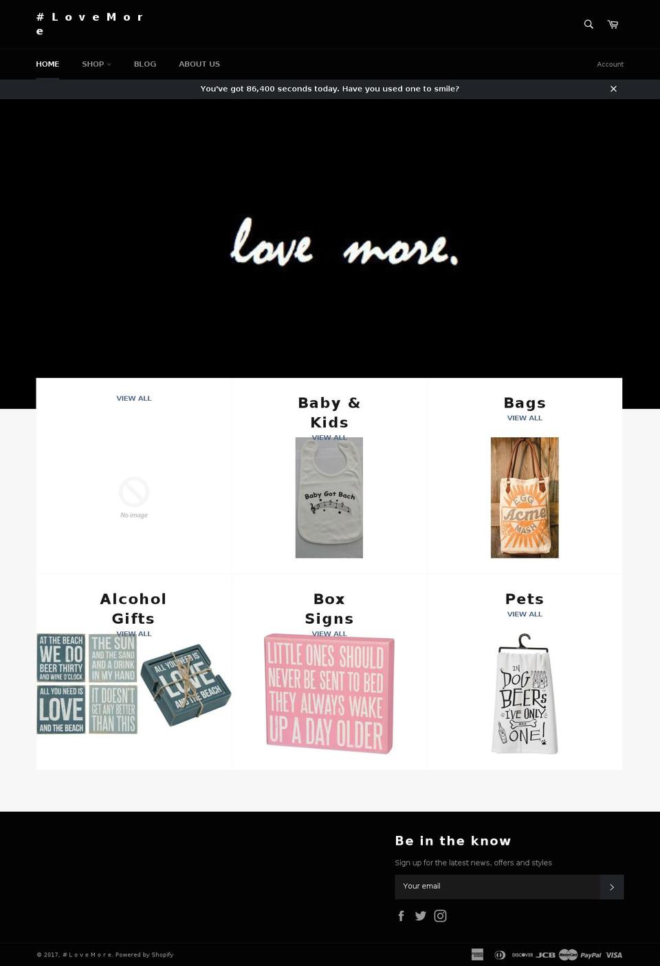 hashtaglovemore.com shopify website screenshot