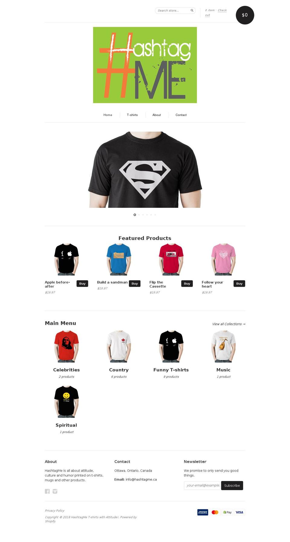 hashtagme.ca shopify website screenshot