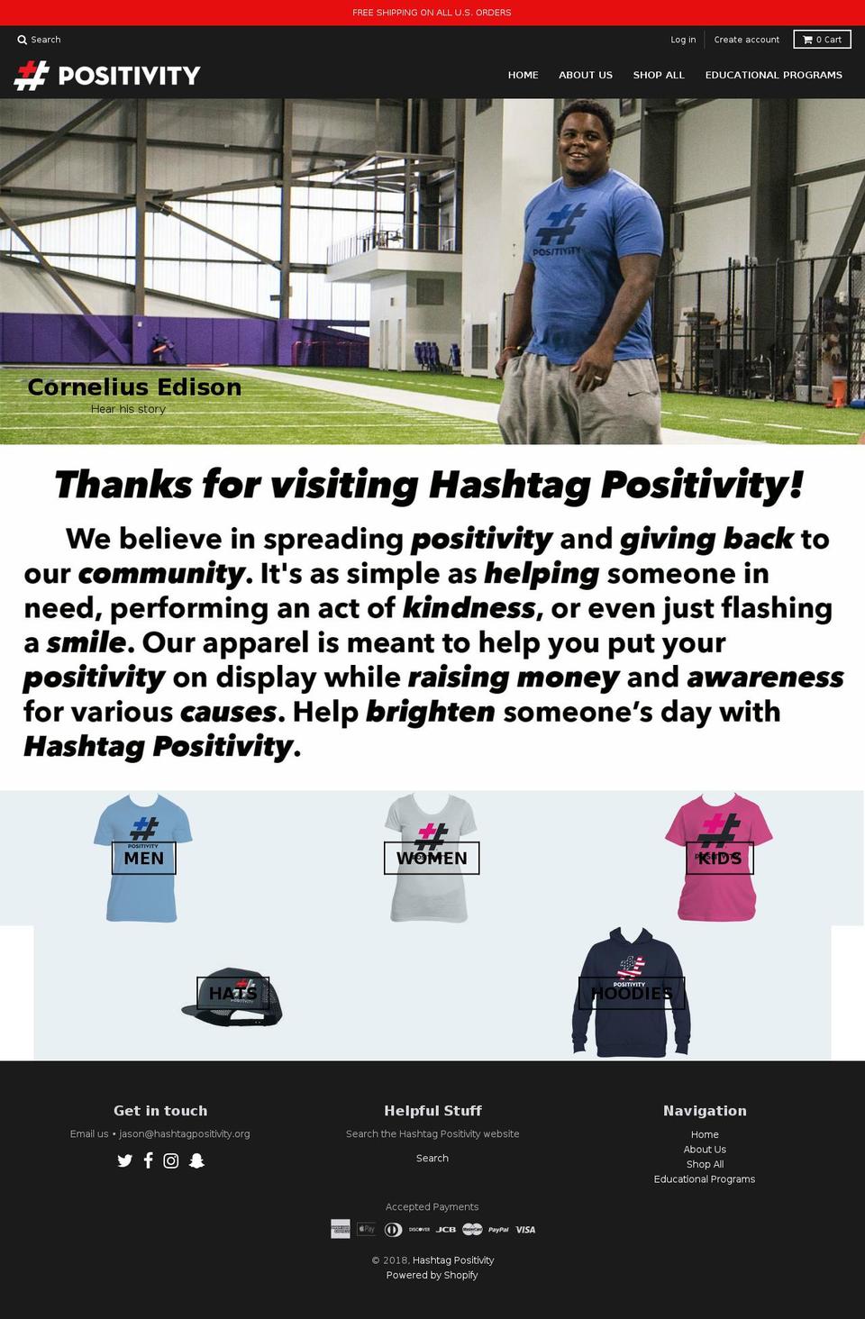 hashtagpositivity.org shopify website screenshot