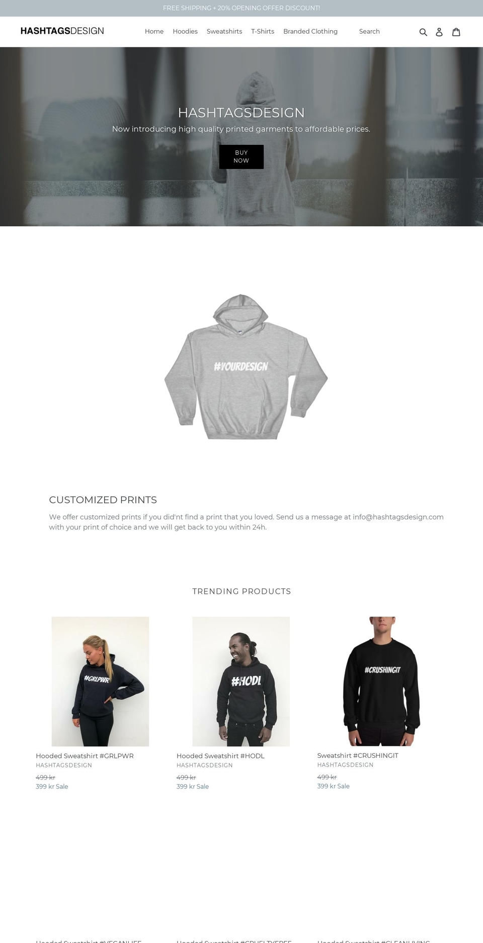 hashtagsdesign.com — Shopify storefront screenshot