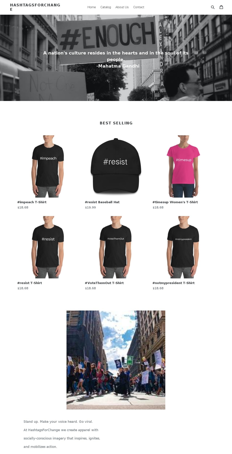 hashtagsforchange.com shopify website screenshot