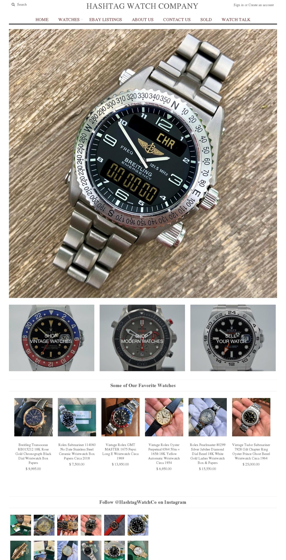 hashtagwatchco.com shopify website screenshot