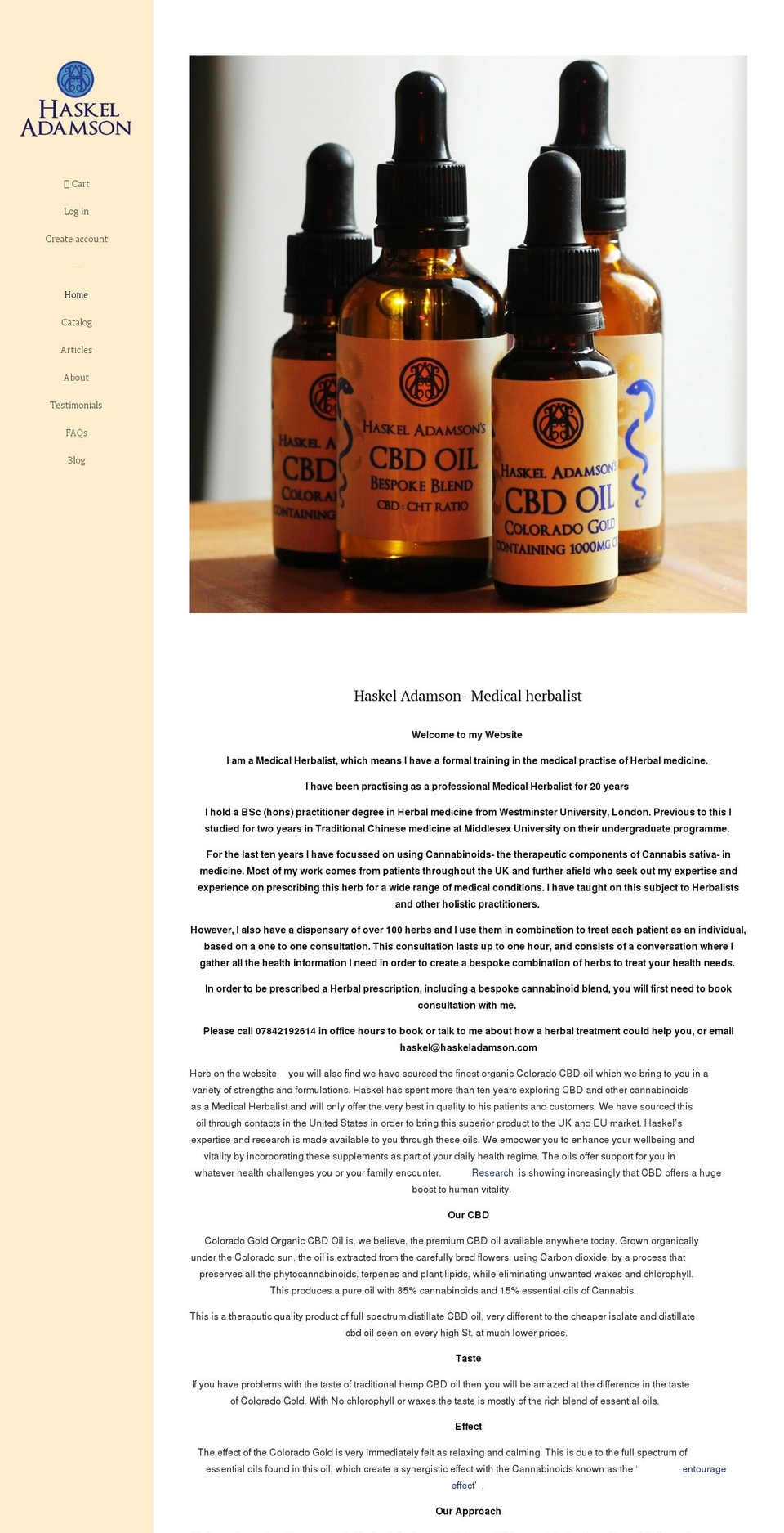 haskeladamson.com — Shopify storefront screenshot