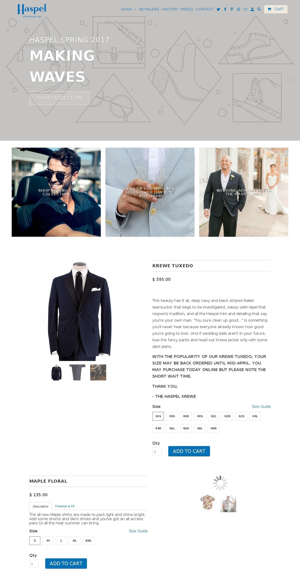 haspel.com shopify website screenshot