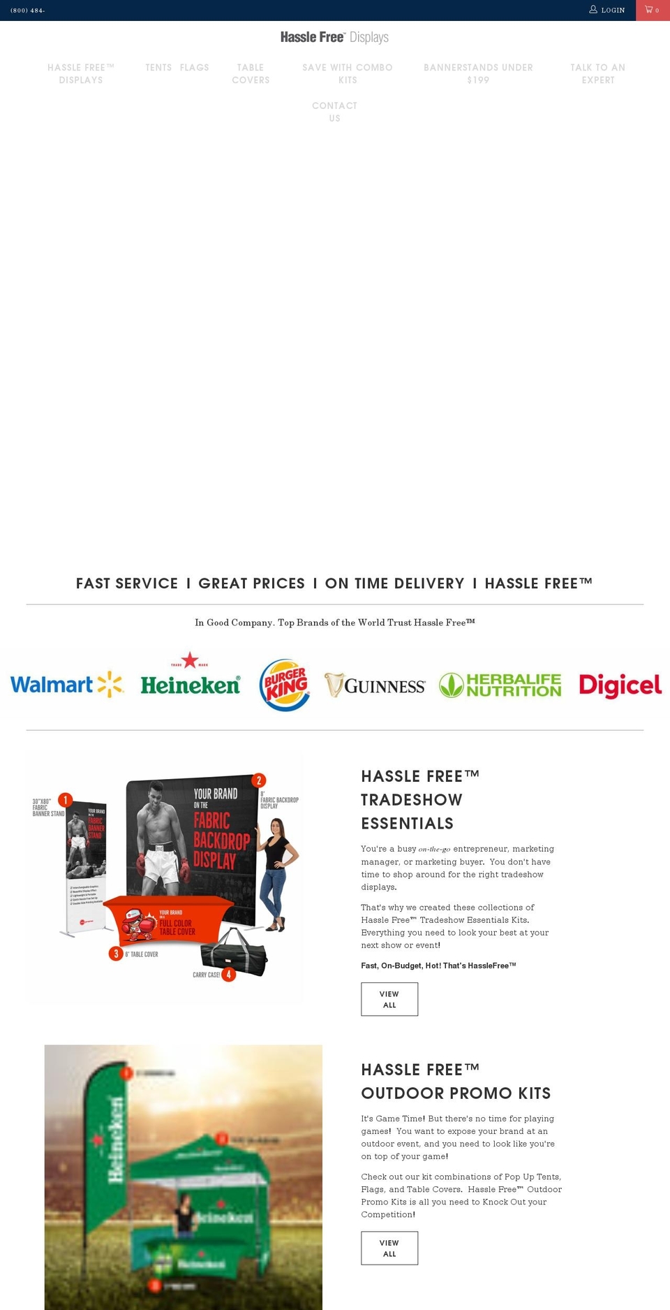 hasslefreedisplays.com shopify website screenshot
