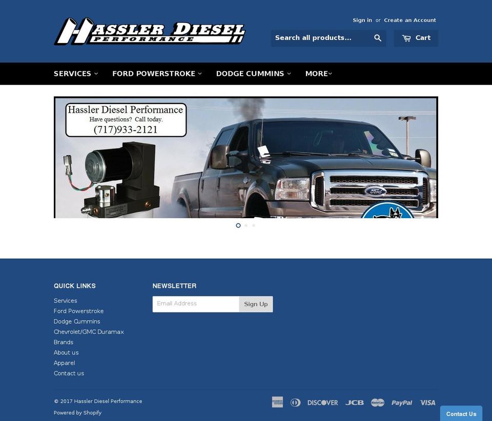 hasslerdiesel.com shopify website screenshot