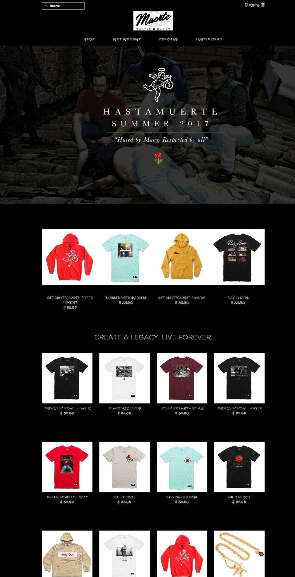hastamuerte.com shopify website screenshot