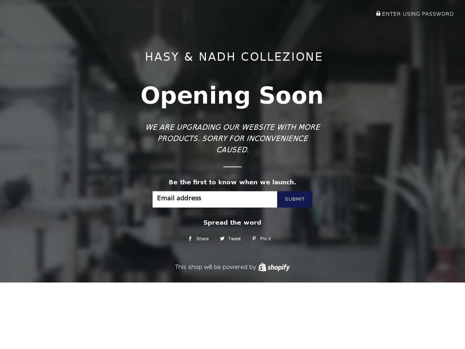hasynadhcollezione.com shopify website screenshot