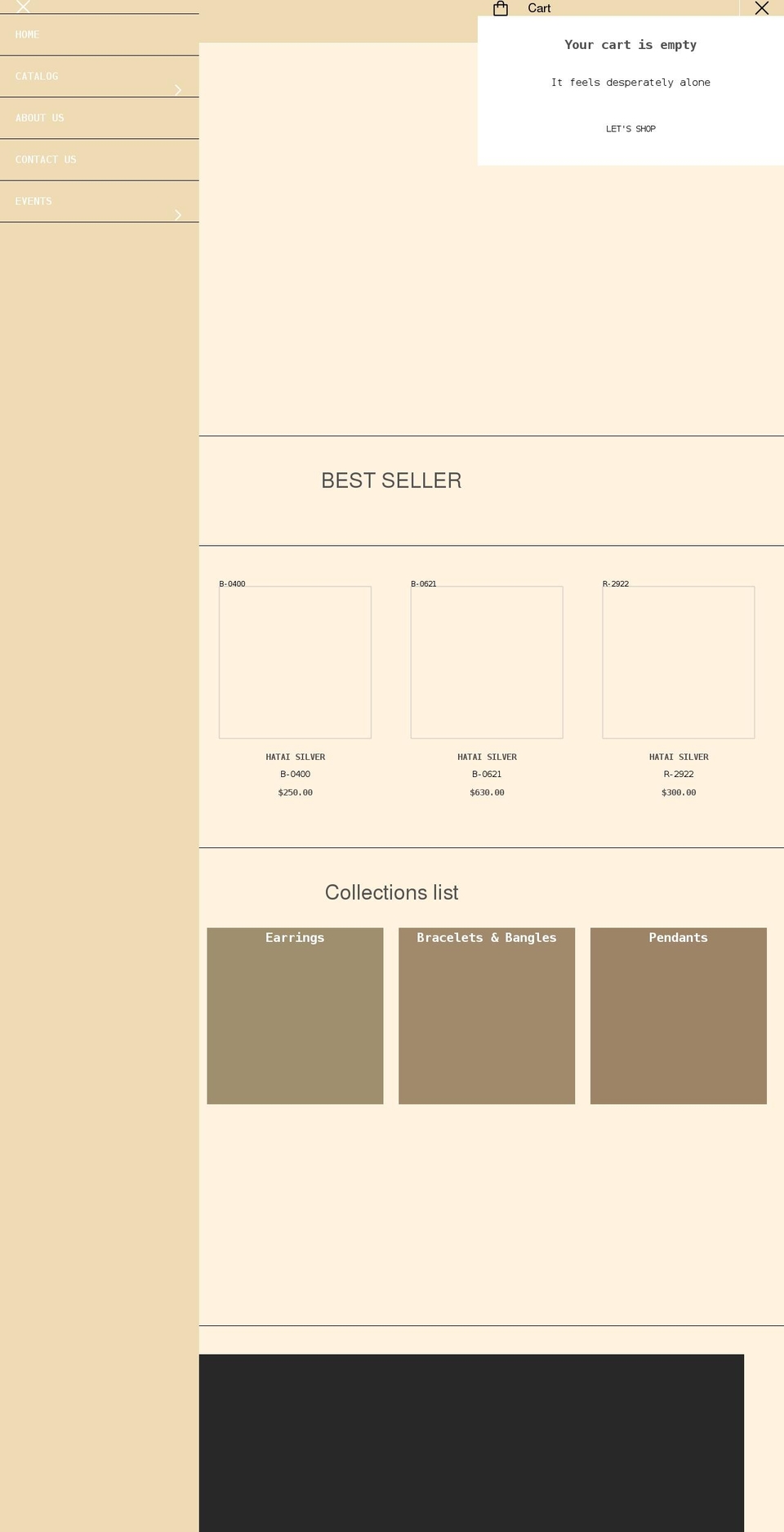 hataisilver.com shopify website screenshot