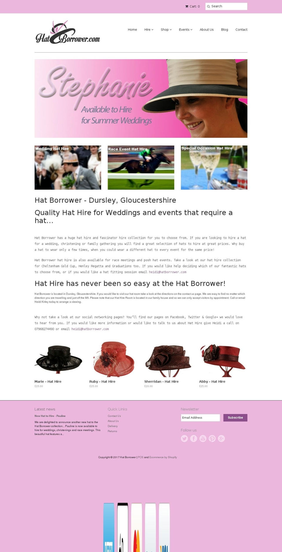 hatborrower.com shopify website screenshot