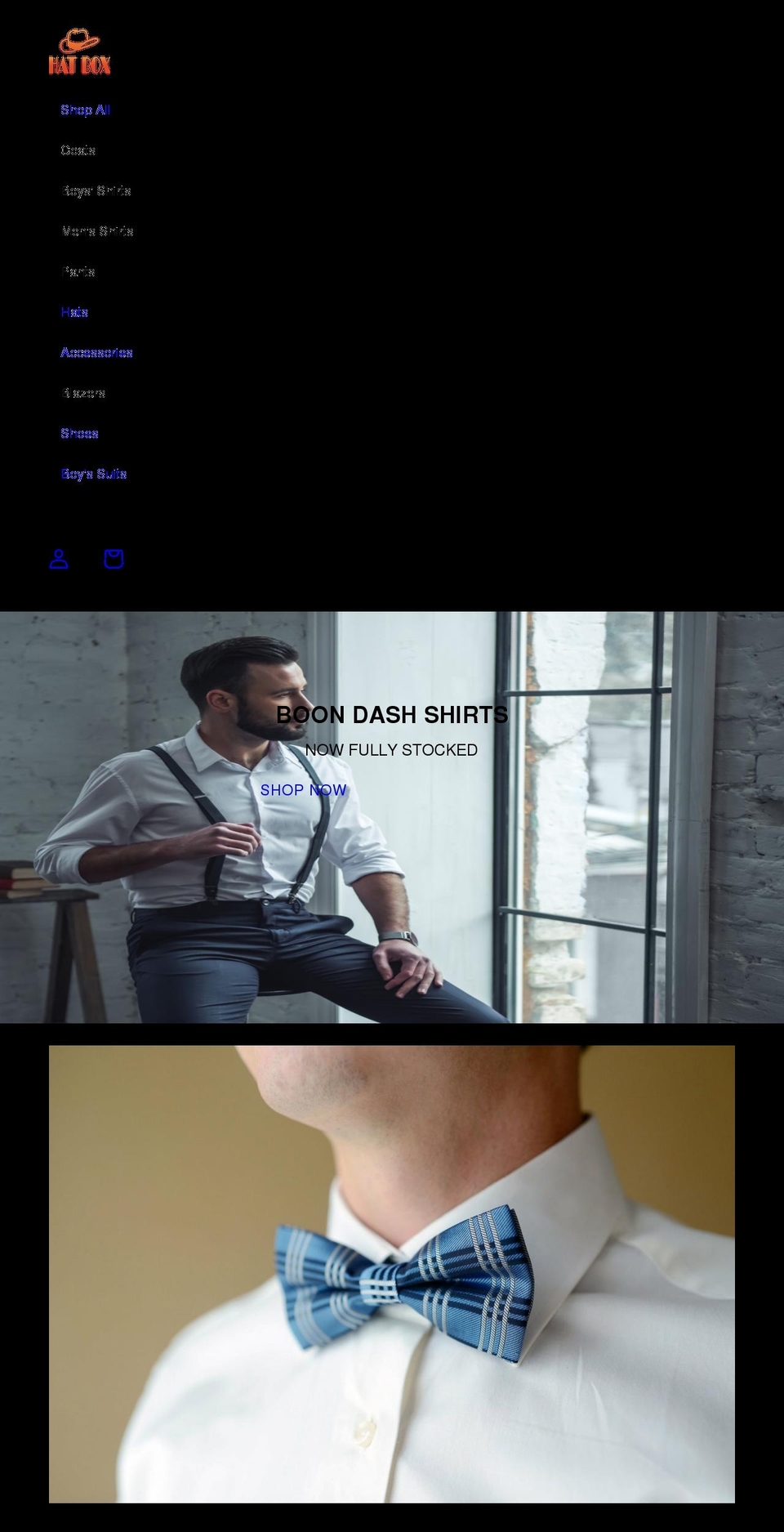 hatboxmenswear.com shopify website screenshot