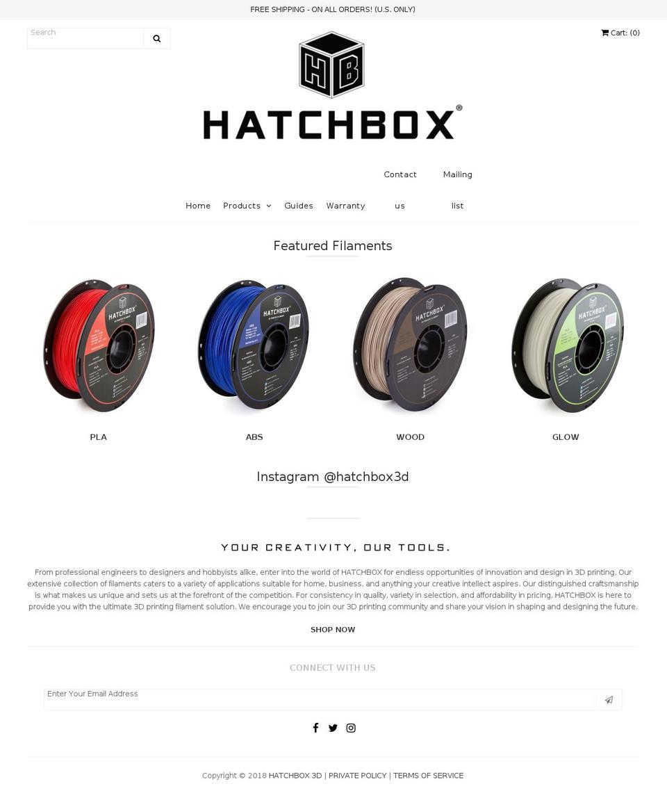 hatchbox3d.com — Shopify storefront screenshot