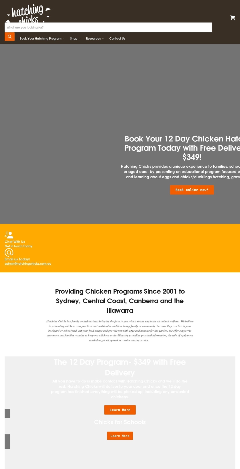 hatchingchicks.com.au shopify website screenshot