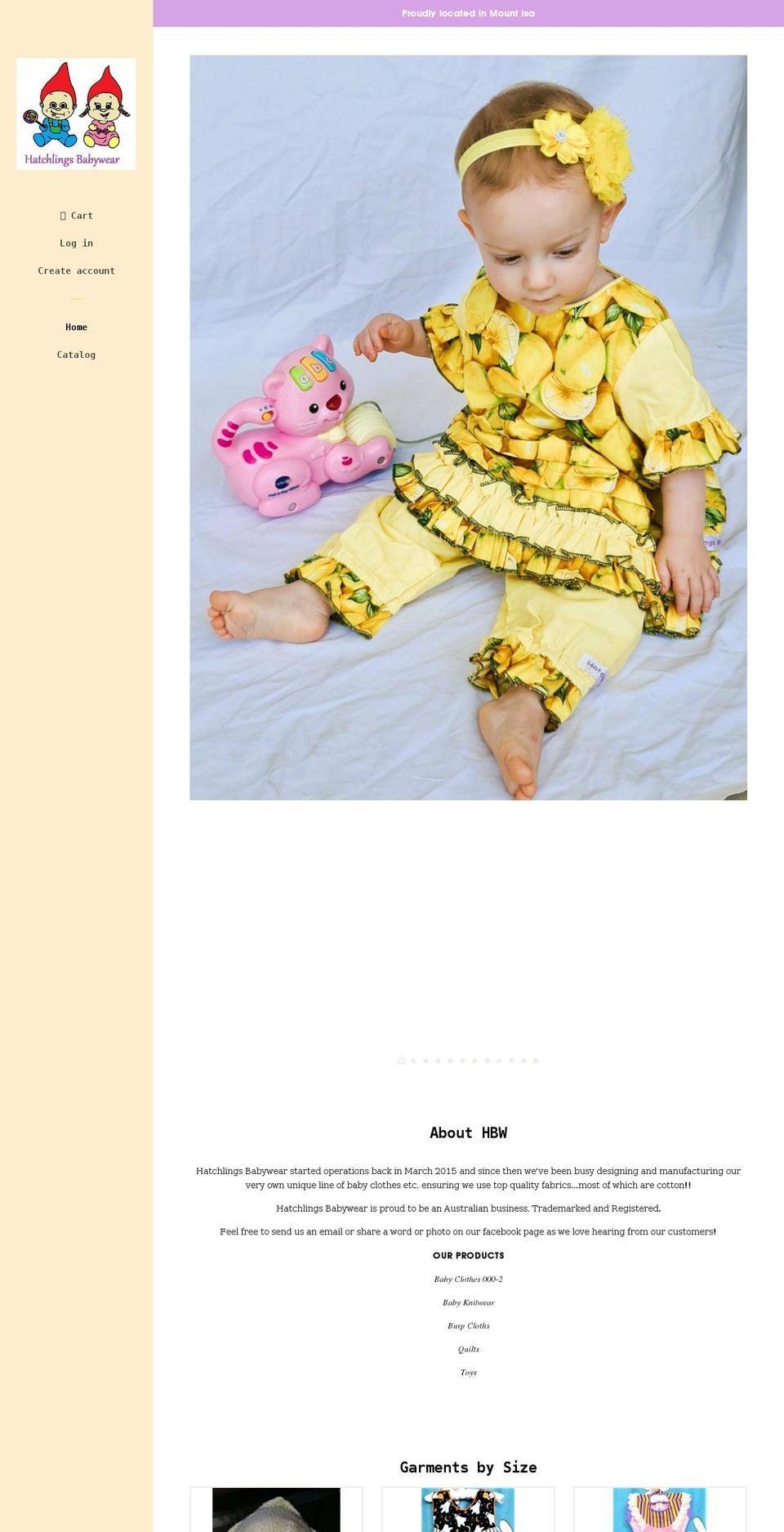 hatchlingsbabywear.com.au shopify website screenshot