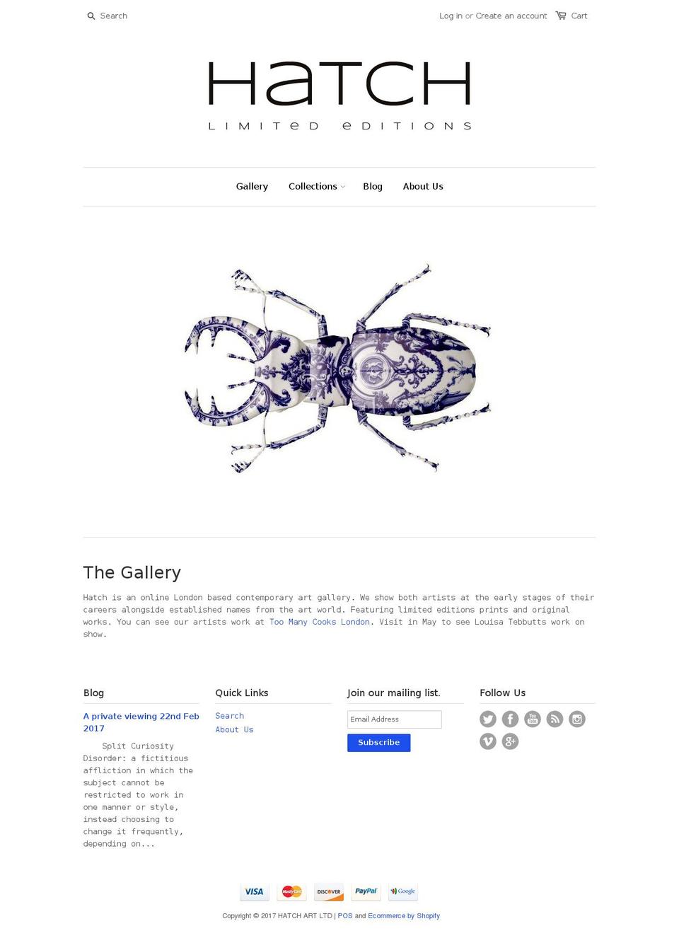 hatchltdeditions.com shopify website screenshot