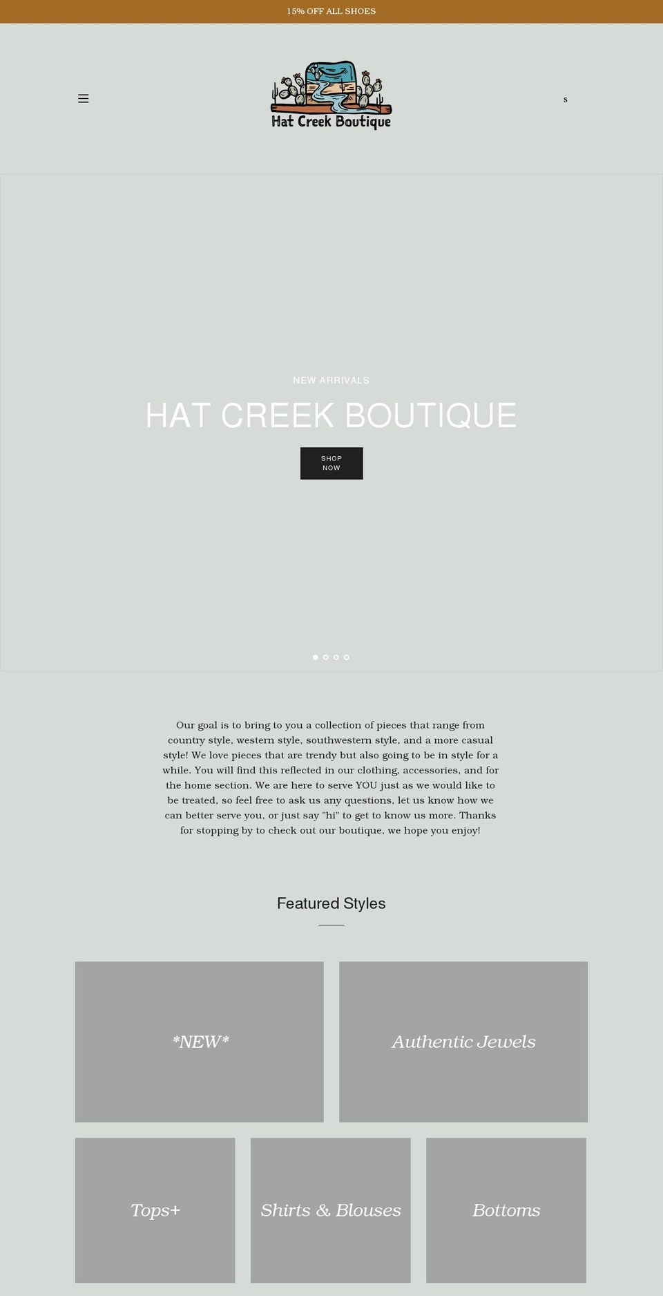 hatcreekboutique.com shopify website screenshot