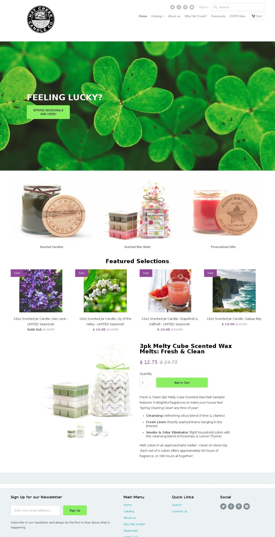 hatcreekcandles.com shopify website screenshot