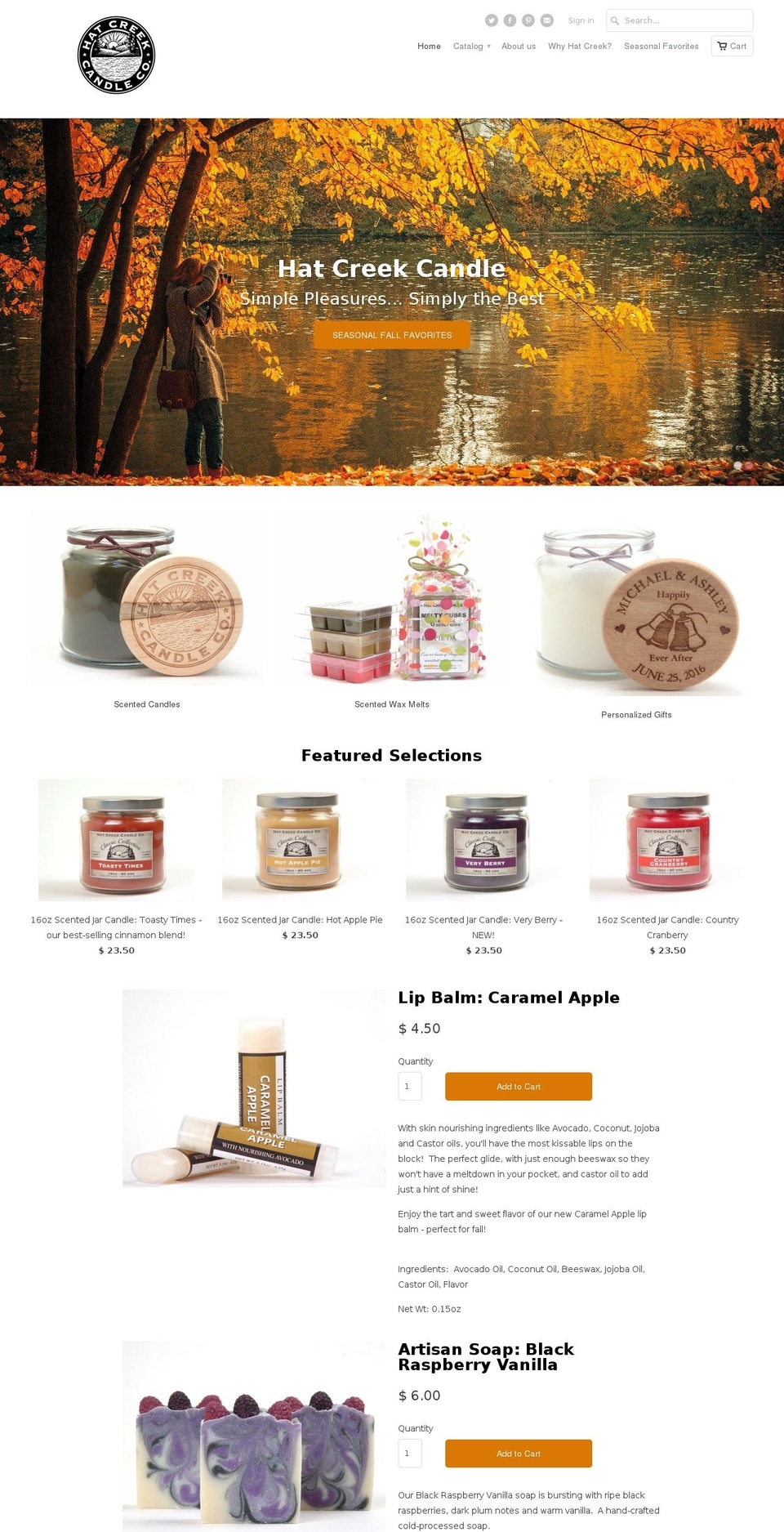 hatcreekhome.com — Shopify storefront screenshot
